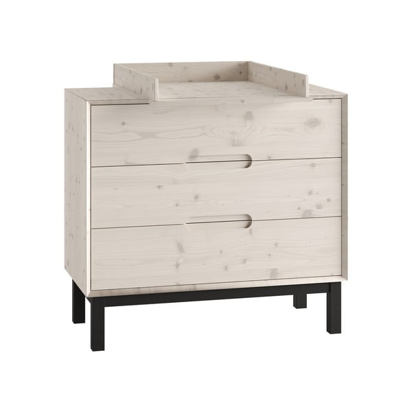 Fehér borovi fenyő alacsony gyerek komód 100x91 cm Country – Pinio-image-3