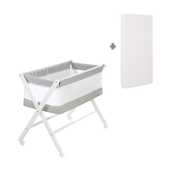 Fehér összecsukható gurulós bölcső 90x45 cm – Roba-image-2