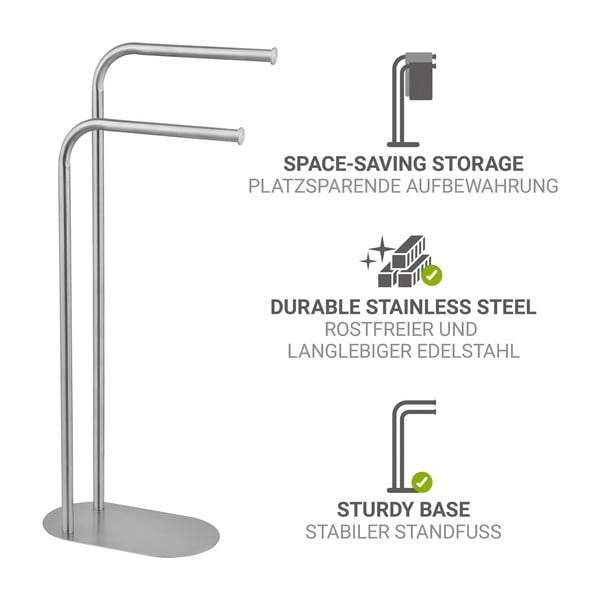 Matt ezüstszínű rozsdamentes acél törölközőtartó állvány Levante – Wenko-image-4