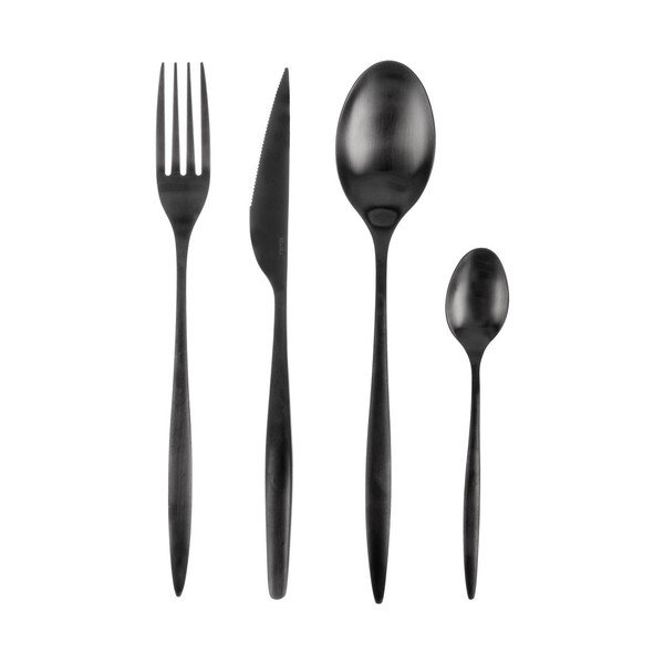 Fekete rozsdamentes acél evőeszköz készlet 24 db-os – Orion
