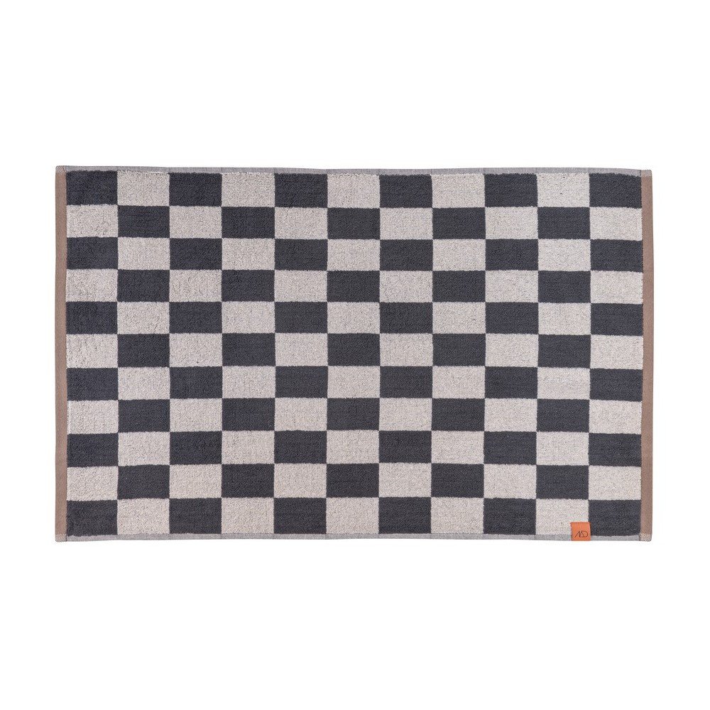 Antracitszürke-bézs bio pamut fürdőszobai kilépő zuhanyfülkéhez 50x80 cm Retro – Mette Ditmer Denmark