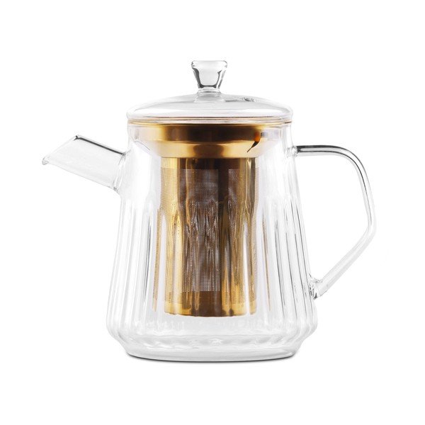 Aranyszínű üveg teáskanna szűrővel 900 ml Mia – Vialli Design