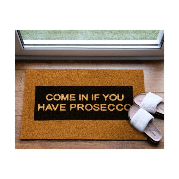 Come In If You Have Prosecco Glitter természetes kókuszrost lábtörlő, 40 x 60 cm - Artsy Doormats-image-1