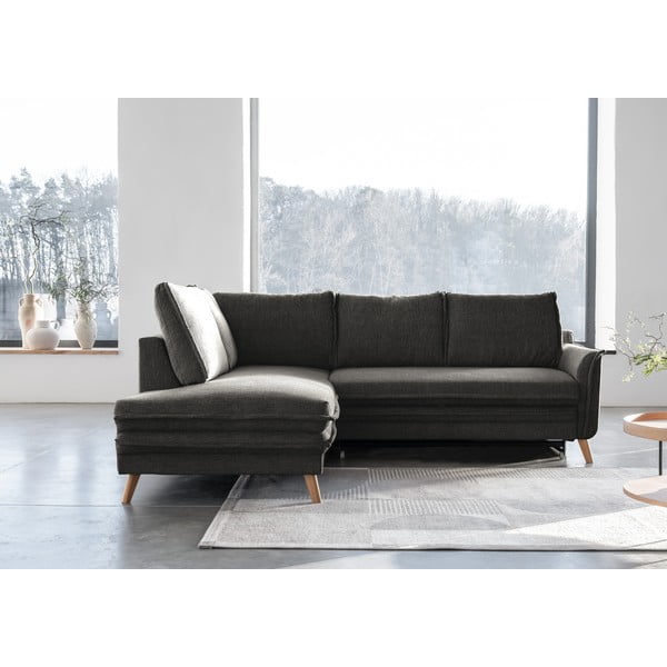 Sötétszürke kinyitható sarokkanapé (bal oldali) Charming Charlie – Miuform-image-1