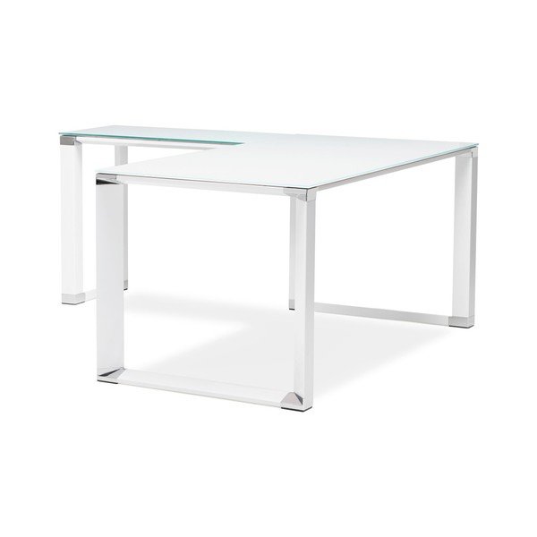 Warner fehér sarok íróasztal üvegből készült lappal - Kokoon-image-4
