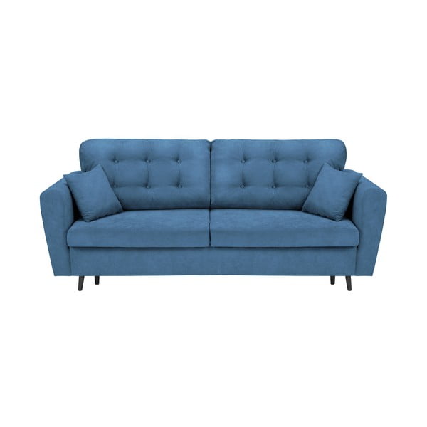 Lyon kék háromszemélyes kinyitható kanapé tárolóhellyel - Cosmopolitan Design
