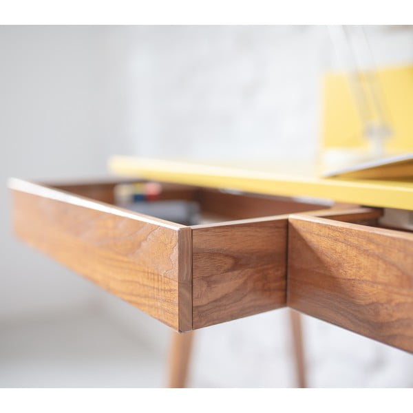 Luka Oak szürke íróasztal kőrisfa lábakkal, hossz 85 cm - Ragaba-image-2