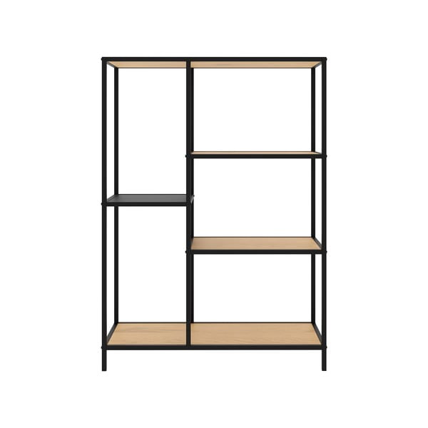 Fekete-natúr színű könyvespolc tölgyfa dekorral 80x112x35 cm Altino – Unique Furniture