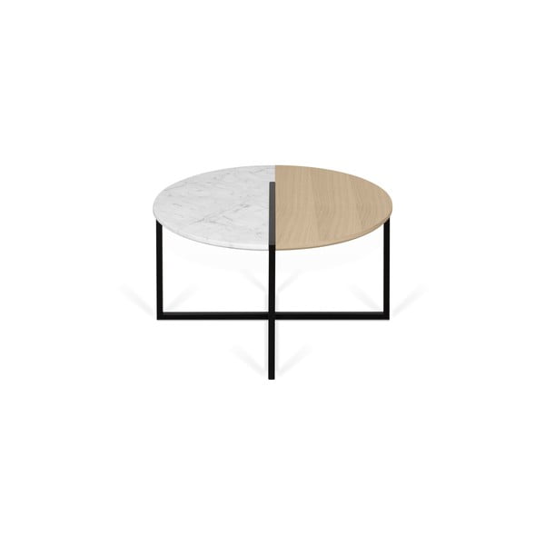 Dohányzóasztal tölgyfa dekoros és márvány asztallappal ø 80 cm Sonata - TemaHome