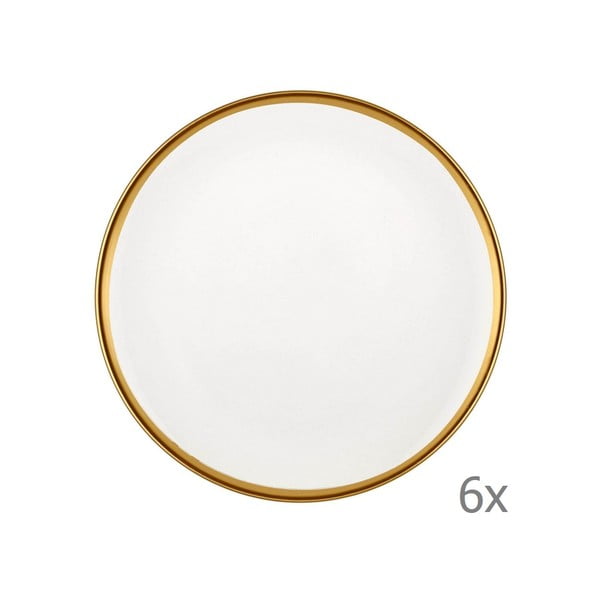 Halos Gold 6 db-os fehér porcelán desszertes tányér szett, ⌀ 19 cm - Mia