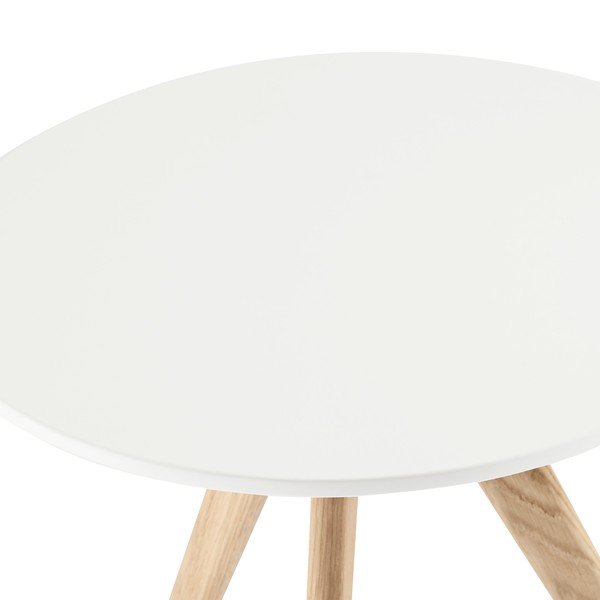 Life fehér dohányzóasztal tölgyfa lábakkal, ⌀ 40 cm - Furnhouse-image-4