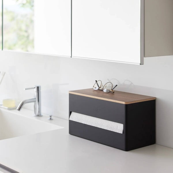 Fekete fém papírtörlő tartó Rin – YAMAZAKI-image-2