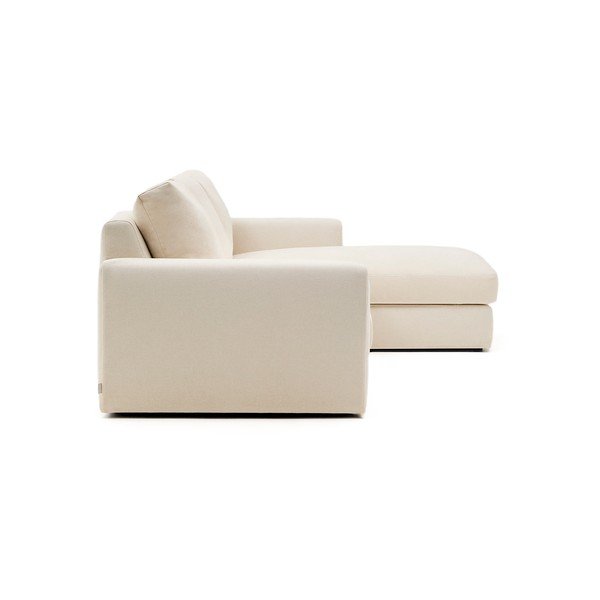 Bézs zsenília sarokkanapé (jobb oldali-heverő résszel) Alea – Kave Home-image-3