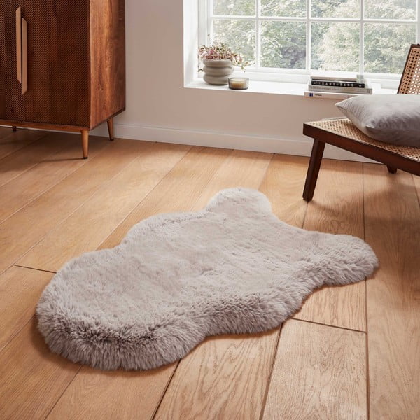 Világosszürke szintetikus szőrme szőnyeg 60x90 cm Super Teddy – Think Rugs-image-1