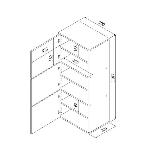 Bamboo fekete cipősszekrény fehér konstrukcióval - Symbiosis-image-2