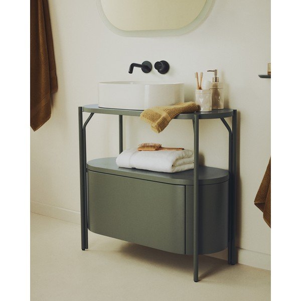 Zöld mosdó alatti szekrény 90x81 cm Arely – Kave Home-image-1