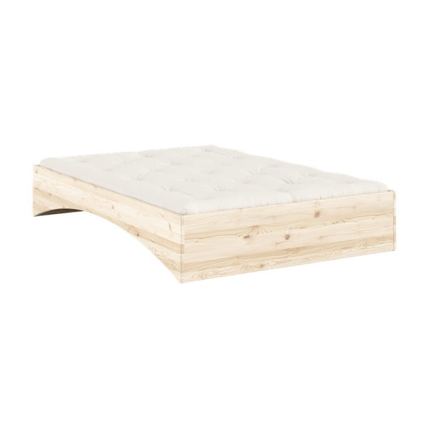 Natúr színű borovi fenyő franciaágy ágytámla nélkül 140x200 cm Orbit – Karup Design-image-4