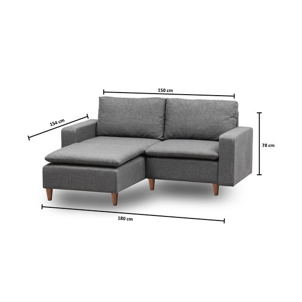 Szürke sarokkanapé (bal oldali) Lungo – Balcab Home-image-2