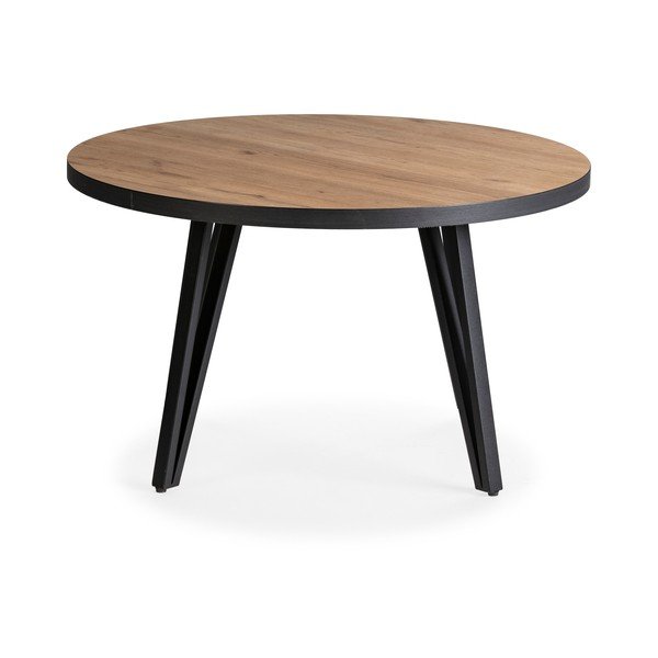 Fekete-natúr színű kerek dohányzóasztal tölgyfa dekoros asztallappal ø 80 cm Sindi – Marckeric-image-2