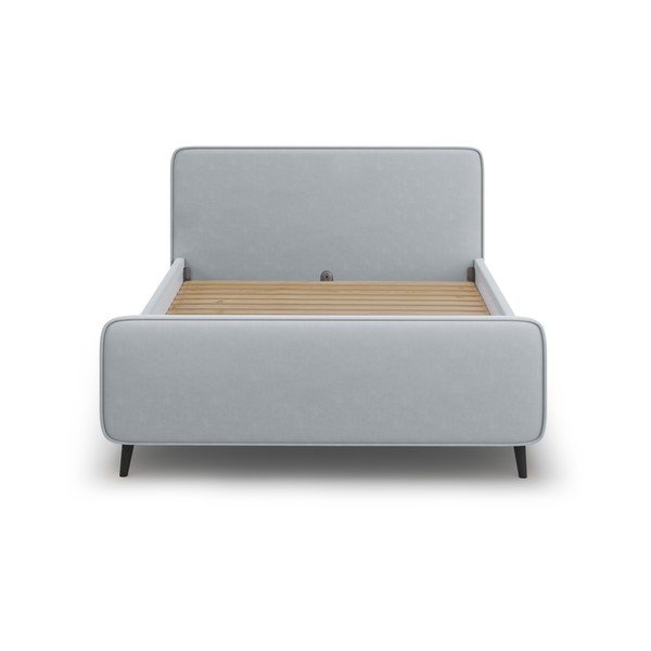 Világosszürke kárpitozott franciaágy ágyráccsal 180x200 cm Kaia - Micadoni Home-image-2