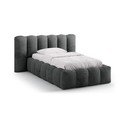 Sötétszürke kárpitozott ágyneműtartós egyszemélyes ágy ágyráccsal 90x200 cm Lupine – Micadoni 