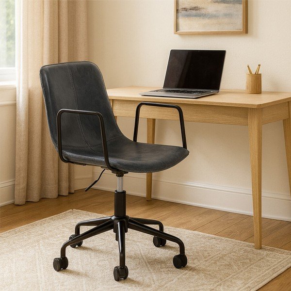 Sötétszürke bőrutánzat irodai szék Branson – Premier Housewares-image-3