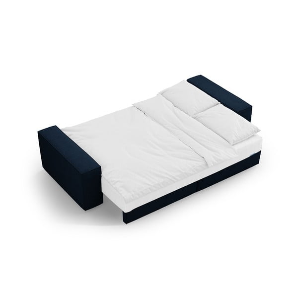 Sötétkék buklé kinyitható kanapé 247 cm Jodie – Micadoni Home-image-4