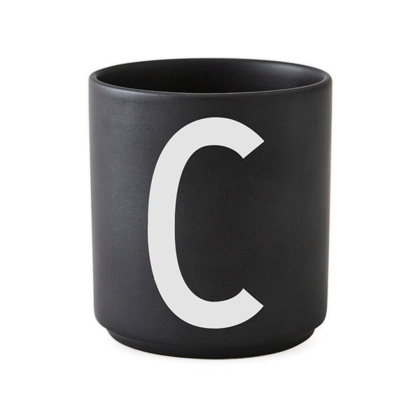 Alphabet C fekete porcelánbögre, 250 ml - Design Letters