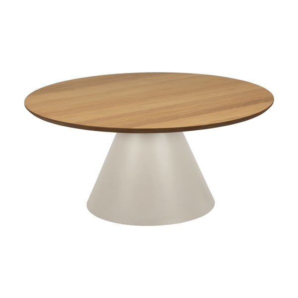 Krémszínű-natúr színű kerek dohányzóasztal tölgyfa dekoros asztallappal ø 85 cm Soli – Actona-image-2