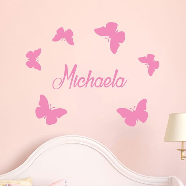 Butterflies rózsaszín betűs gyerek falmatrica szett - Ambiance