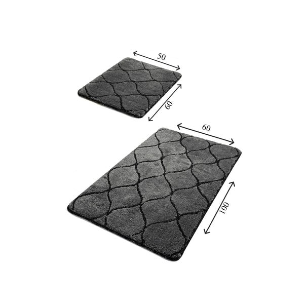 Wave 2 db-os sötétszürke négyszögletes fürdőszobai kilépő szett - Foutastic-image-2