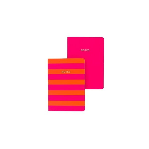 Stripe 2 darabos rózsaszín-narancssárga jegyzetfüzet szett, A6 - GO Stationery