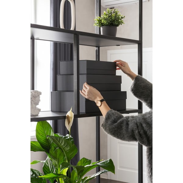 Sötétszürke fedeles karton tárolódoboz szett 3 db-os 42,5x29,5x13 cm Kian Paper Laminate – Bigso-image-1