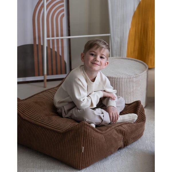 Barna kordbársony gyerek babzsákfotel Square – Wigiwama-image-2