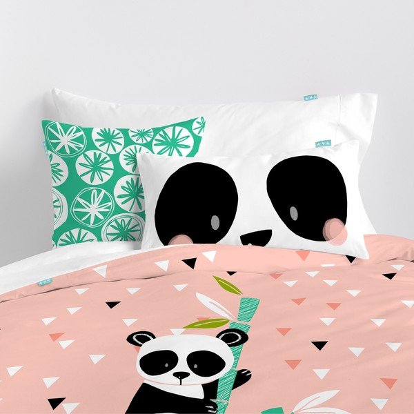 Panda Garden gyerek pamut ágyneműhuzat, 140 x 200 cm - Moshi Moshi-image-1