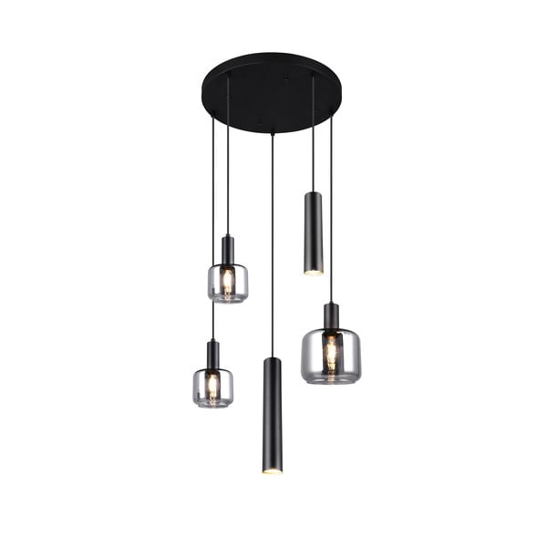 Fekete függőlámpa fém-üveg búrával ø 40 cm Mataro – Trio-image-1