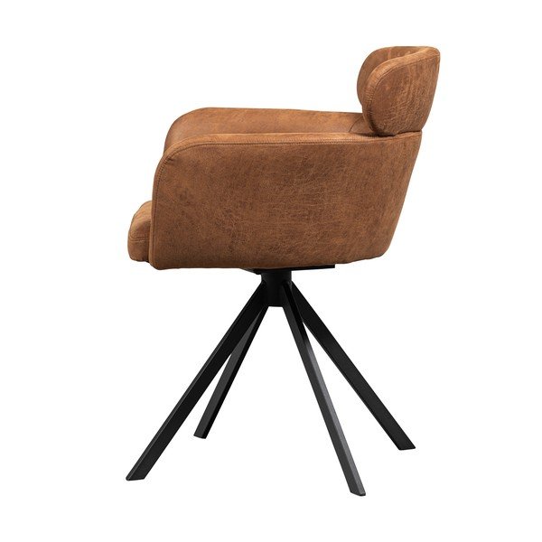 Konyakbarna kárpitozott karfás étkezőfotel Fenne – WOOOD-image-4