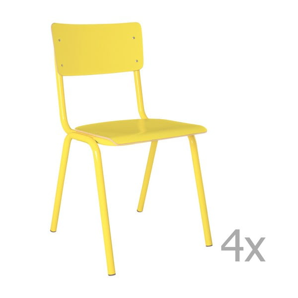 Back to School sárga szék, 4 db - Zuiver