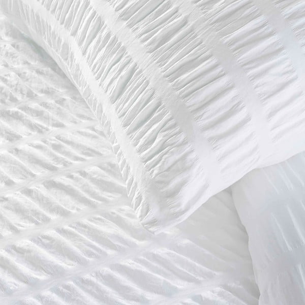 Fehér egyszemélyes krepp ágyneműhuzat 140x200 cm Plissia – douceur d'intérieur-image-1