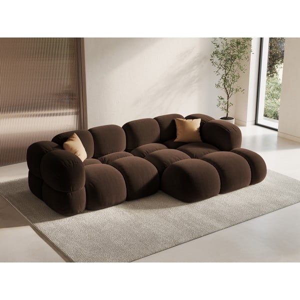 Sötétbarna bársony sarokkanapé (jobb oldali-heverő résszel) Loretto – Cosmopolitan Design-image-1