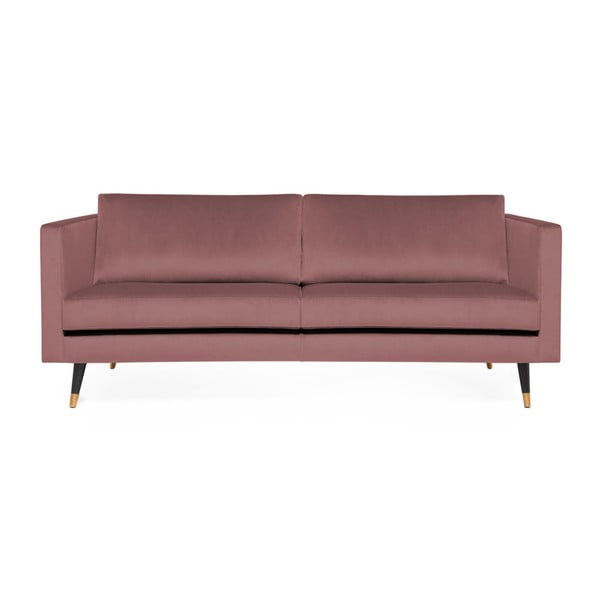 Meyer Velvet rózsaszín 3 személyes kanapé, sárgaréz lábakkal - Vivonita