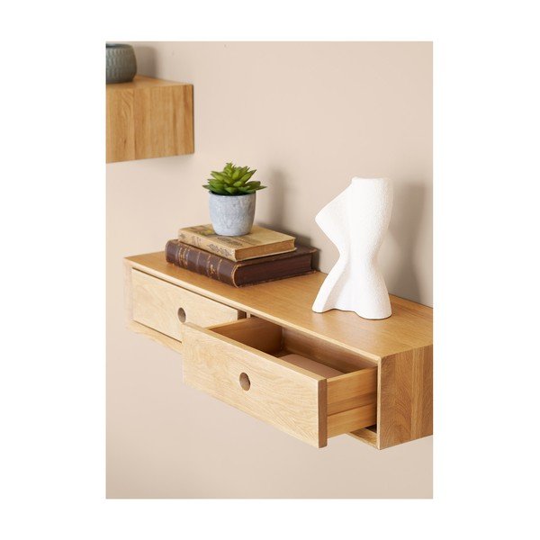 Világos natúr színű tölgyfa fali polc 80 cm Luzern – House Nordic-image-1