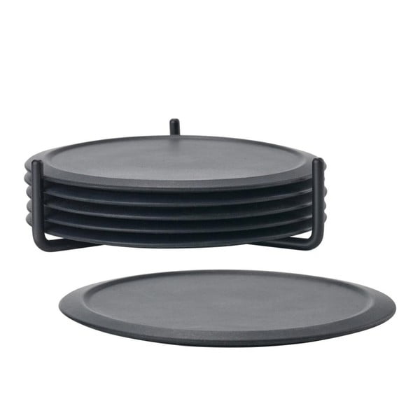 Singles 6 db fekete poháralátét állvánnyal - Zone-image-2