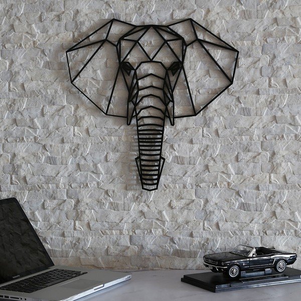 Elephant fekete fali dekoráció, 39 x 65 cm-image-2