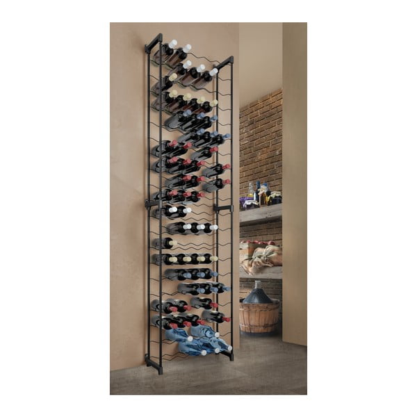 Fekete fém bortartó polcos állvány palackok száma 50 Barbera – Metaltex-image-3