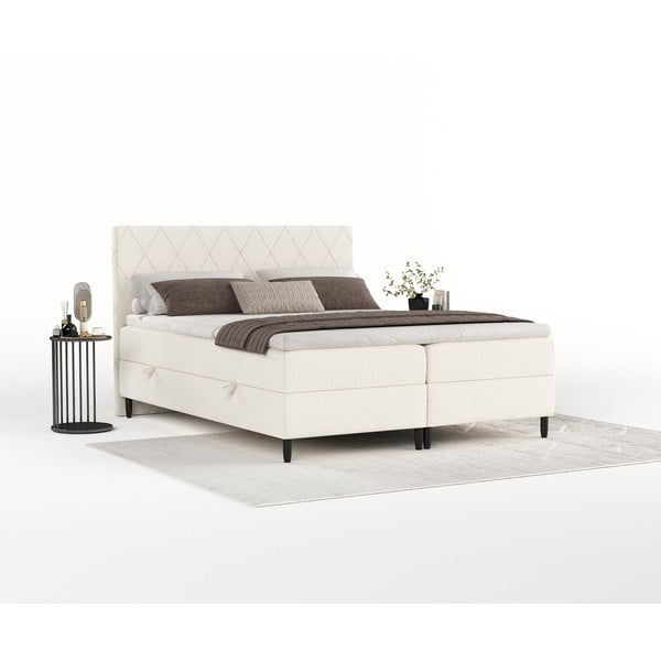 Krémszínű ágyneműtartós boxspring ágy 160x200 cm Gwen – Maison de Rêve-image-1