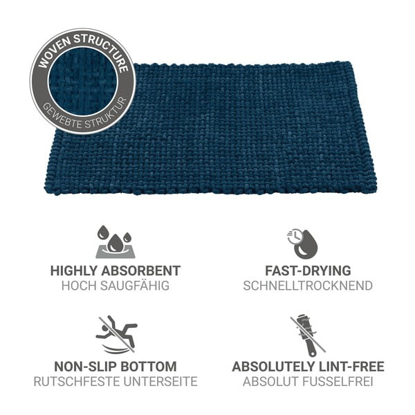 Sötétkék textil fürdőszobai kilépő 50x80 cm Covelo – Wenko-image-4