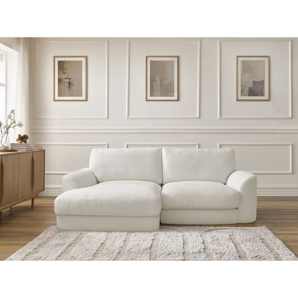 Fehér buklé sarokkanapé (bal oldali-heverő résszel) Leonore – Bobochic Paris-image-1