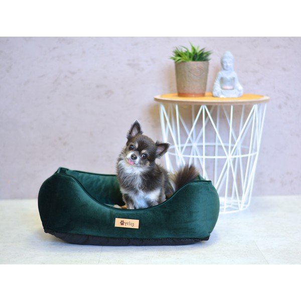 Sötétzöld bársony fekhely 55x42 cm Royal - Petsy-image-1