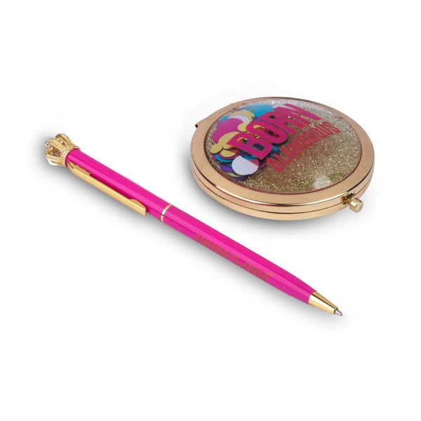 Beauty rózsaszín toll és kozmetikai tükör szett - Tri-Coastal Design